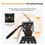 K&F Concept Professional Video Tripod with Fluid Head VA3+BV10 (KF09.147V1)