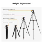 K&F Concept Professional Video Tripod with Fluid Head VA3+BV10 (KF09.147V1)