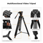 K&F Concept Professional Video Tripod with Fluid Head VA3+BV10 (KF09.147V1)