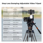 K&F Concept Professional Video Tripod with Fluid Head VA3+BV10 (KF09.147V1)