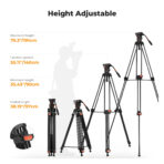 K&F Concept Professional Video Tripod with Fluid Head VA3+BV20 (KF09.148V1)