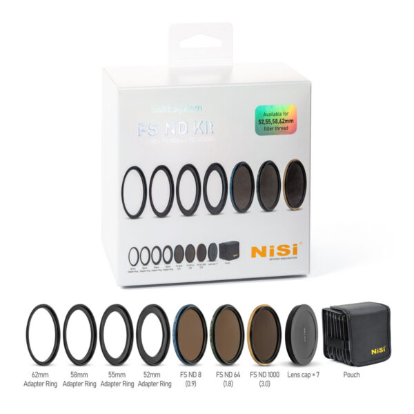 NiSi SWIFT FS ND Filter Kit With ND8 (3 Stop) - ND64 (6 Stop) & ND1000 (10 Stop) For 67mm | 72mm | 77mm | 82mm Filter Threads + Case