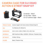 Tilta Camera Cage with Street Snap Accessory Kit for DJI Osmo Action 6 (Black) TA-T95-B-B