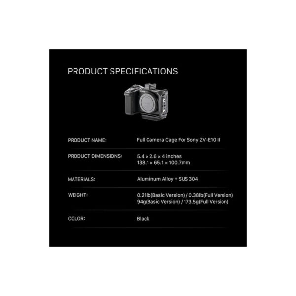 Tilta Full Camera Cage for Sony ZV-E10 II (Black) TA-T69-FCC-B