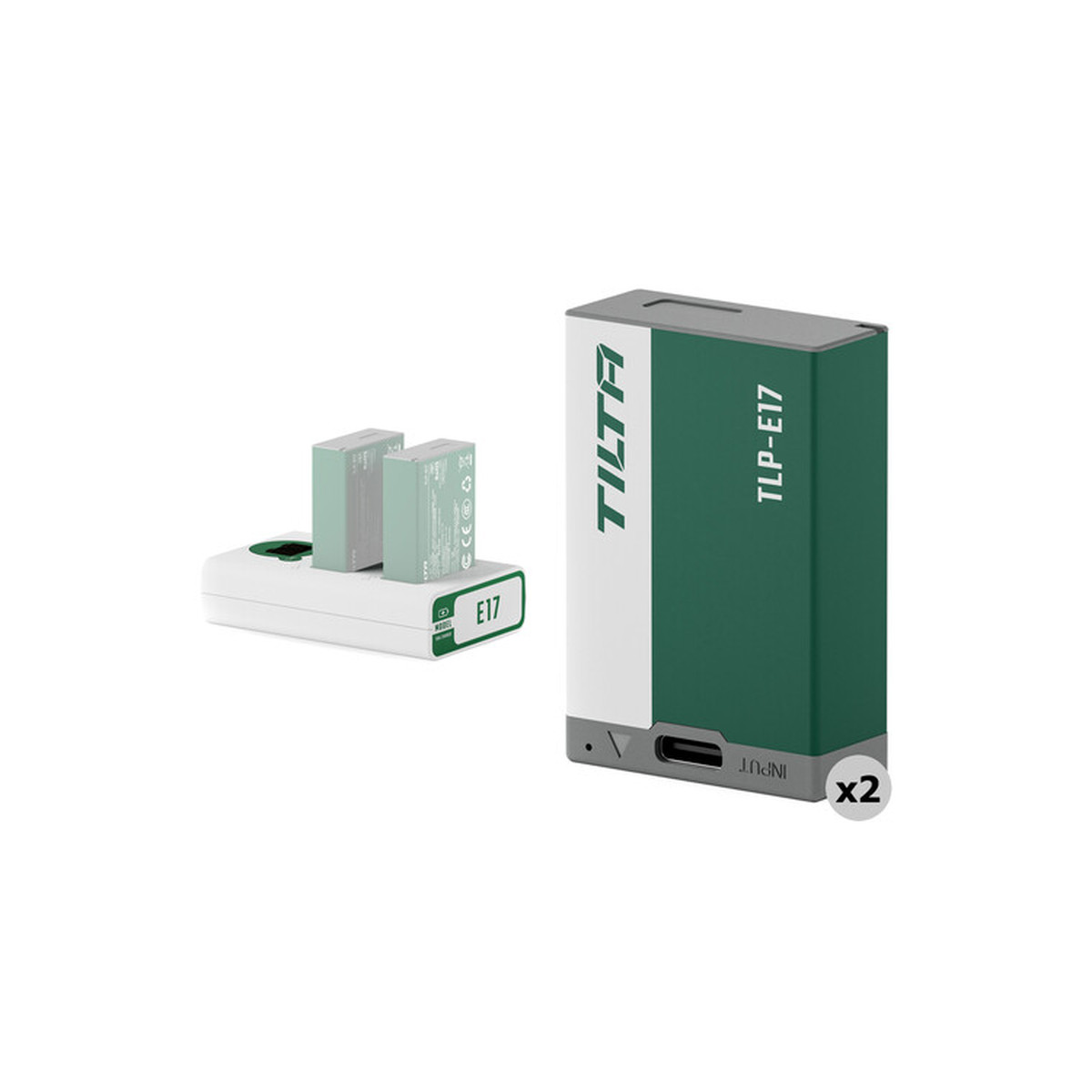 Tilta LP-E17 Kit with 2 Batteries and 2-Bay USB Charger (Forest Green) TBC-E17-A-FG 1 Tilta LP-E17 Kit with 2 Batteries and 2-Bay USB Charger (Forest Green) TBC-E17-A-FG