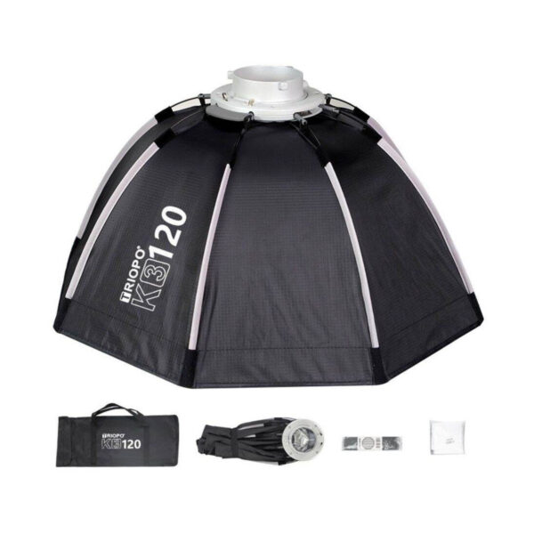 Triopo Quick Setup Octagon K3 Softbox 120cm + Honeycomb Grid with Detachable Bowens Mount, Reflective Silver Interior for Studio Photography
