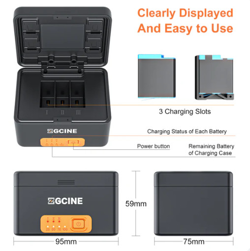 ZGCINE Charging Case for Select GoPro Batteries (PS-G10Kit3)
