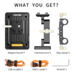 ZGCINE V-Mount Battery Plate with 15mm Rod Clamp and Adjustable Arm (VM-VP1 Kit3)